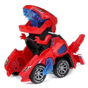 Zaparkorun Transformující se dinosauří auto s LED DYNOCAR – Červené