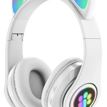 Zaparkorun Bezdrátová LED sluchátka Cat Ears – Bílá