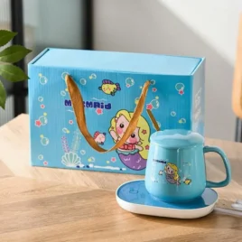 Sada keramického hrnku s elektrickým ohřívačem Lucky v dárkovém balení – blue