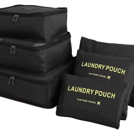 VERK Praktické cestovní tašky a organizéry na cesty – 6 ks – černé