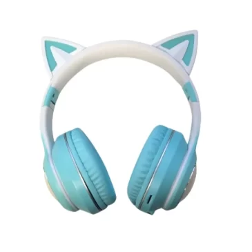 Bezdrátová sluchátka pro děti s kočičíma ušima a králíčkem – ST859B – blue and white
