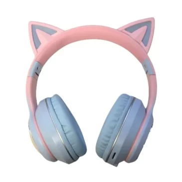 Bezdrátová sluchátka pro děti s kočičíma ušima a králíčkem – ST859B – blue pink
