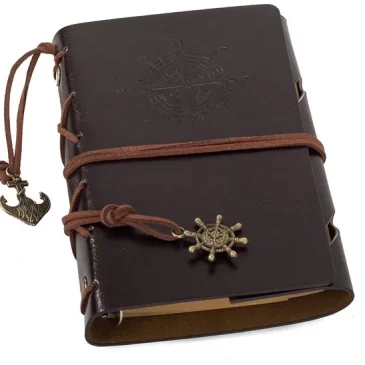 VERK Cestovatelský deník v kožených deskách – tmavě hnědý