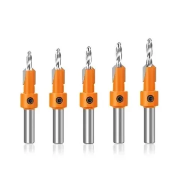 Záhlubníky do dřeva s vrtákem – sada 5 ks