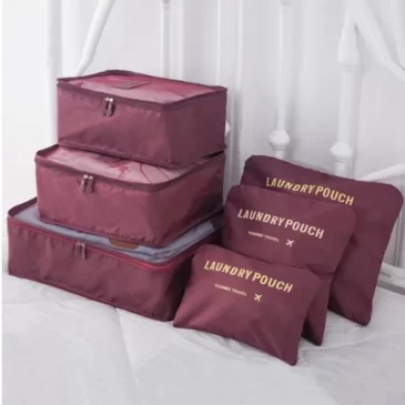 BT Praktické cestovní tašky a organizéry na cesty – 6 ks – vínové