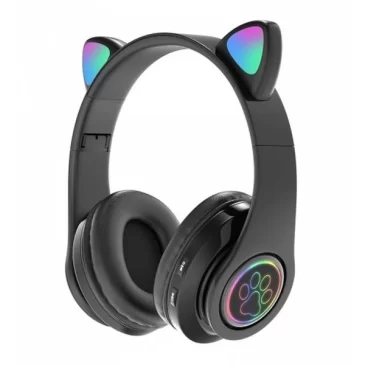 Zaparkorun Bezdrátová LED sluchátka Cat Ears – Černá