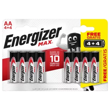 Tužkové baterie MAX – 8x AA – 4+4 zdarma – Energizer