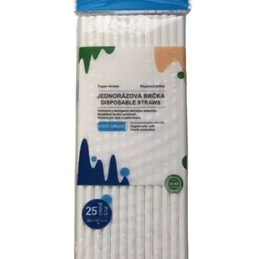 Huajie Jednorázová papírová nápojová brčka – 25 ks – bílá