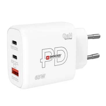 Nabíjecí adaptér Power charger SKROSS DC57-PD65 – USB A+C – 65W GaN EU, Power Delivery, typ C