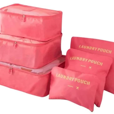 Zaparkorun Praktické cestovní tašky a organizéry na cesty – 6 ks – lososové