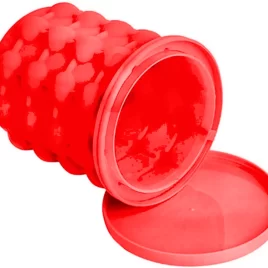 Silikonový výrobník kostek ledu a chladič nápojů – 12 x 14 cm – červený