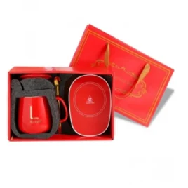 Sada keramického hrnku s elektrickým ohřívačem Lucky v dárkovém balení – red