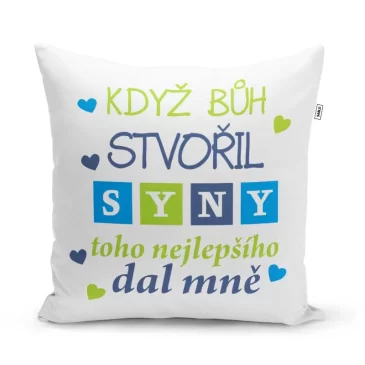 Polštářek s potiskem – Když Bůh stvořil syny – 40 x 40 cm – Sablio