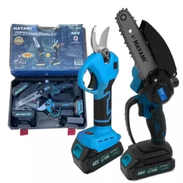 HAYAMI Aku zahradnické nůžky a pilka Hayami HA-1004 + 2x baterie 48 V + praktický kufr + příslušenství