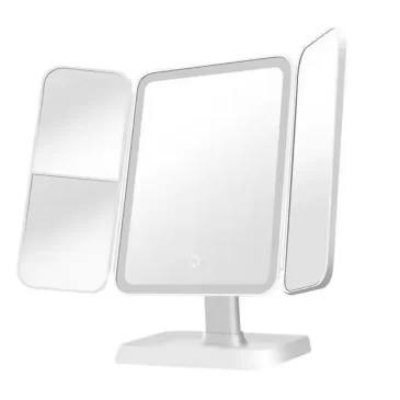 Kosmetické zrcátko NZ-911 s LED svícením a 360° otáčením – bílé
