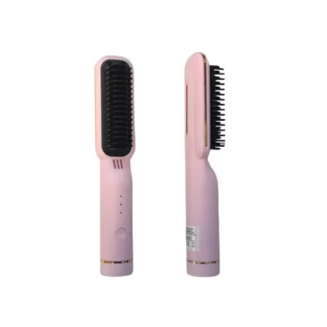 VERK Elektrický bezdrátový hřeben na rovnání vlasů 2v1 – růžový
