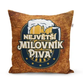 Polštářek s potiskem – Největší milovník piva – 40 x 40 cm – Sablio