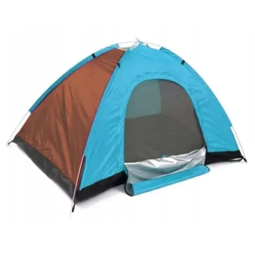 Turistický stan s moskytiérou – 2 x 1,5 m – pro 2-3 osoby – hnědá, modrá