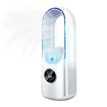 Stolní bezlopatkový ventilátor s LED osvětlením YC-S2 – bílý