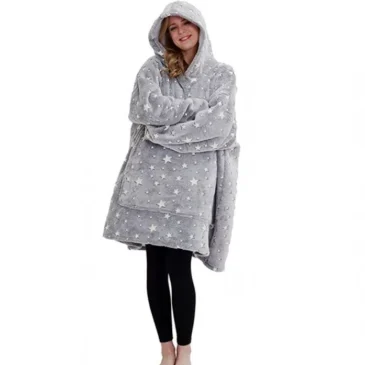 Zaparkorun Deka s rukávy a kapucí svítící ve tmě – Šedá