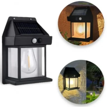 Solární zahradní nástěnná lampa Solar Interaction YX-777 – černá