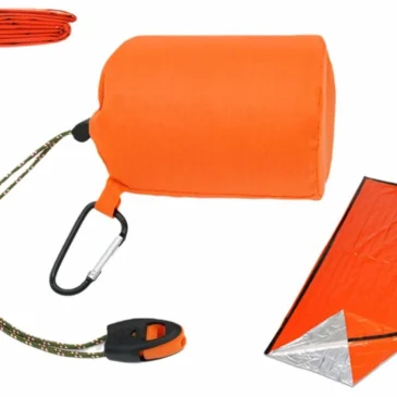 Nouzový spací pytel s vakem, karabinou a nouzovou píšťalkou