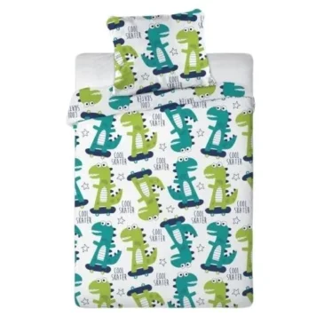 FARO Bavlněné povlečení do postýlky Dino skate – 100×135 cm + 40×60 cm