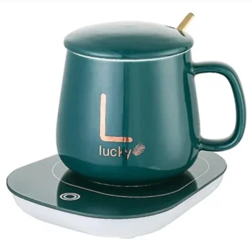 Sada keramického hrnku s elektrickým ohřívačem Lucky v dárkovém balení – zelený