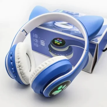 Aptel Bezdrátová LED sluchátka Cat Ears STN-28 – modrá