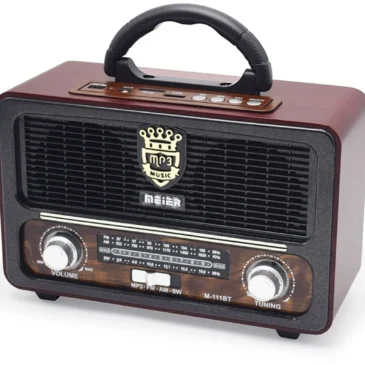 Retro přenosné rádio s Bluetooth, USB, TF (microSD) a FM tunerem – CMiK MK-112BT – Tmavě hnědé