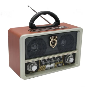 Retro přenosné rádio s Bluetooth, USB, TF (microSD) a FM tunerem – CMiK MK-112BT – Světle hnědé