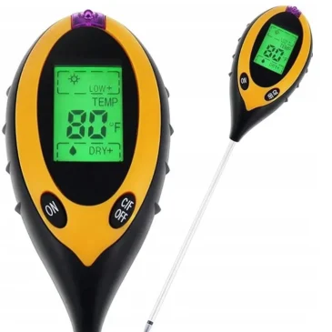 Půdní tester 4v1 s baterií – pH – vlhkost – teplota – intenzita světla