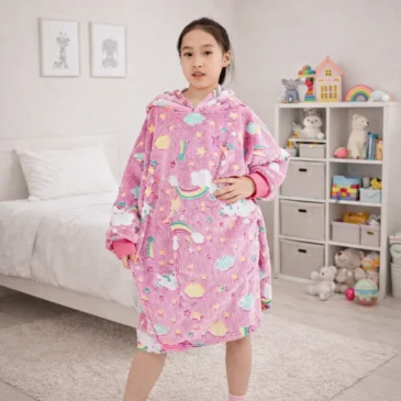 Zaparkorun Dětská mikina svítící ve tmě – Růžová