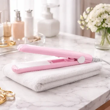 Zaparkorun Cestovní mini žehlička na vlasy – modrá – růžová