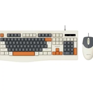 Set klávesnice a myši AOAS A1019 na USB – RETRO design – bílá