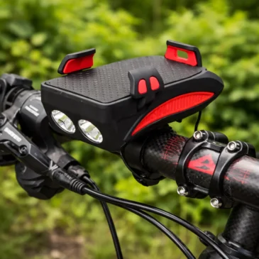 Zaparkorun Světlo na kolo Bikerpro 4v1 s držákem na telefon – červená