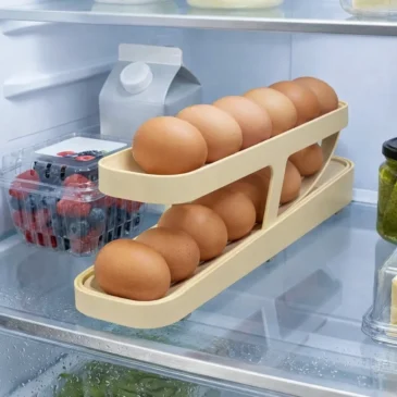 Skládací organizér na vejce do ledničky – 2 řady – béžový