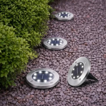 Zaparkorun Solární zahradní LED světla – 8 LED – studená bílá – 4 ks