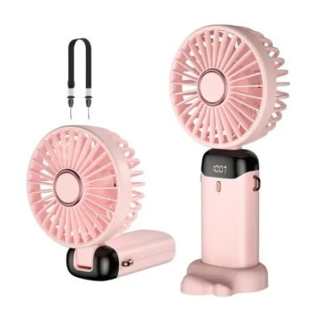 Skládací multifunkční ventilátor s LED displejem Z9 – růžový