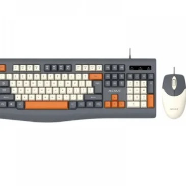 Set klávesnice a myši AOAS A1019 na USB – RETRO design – šedá