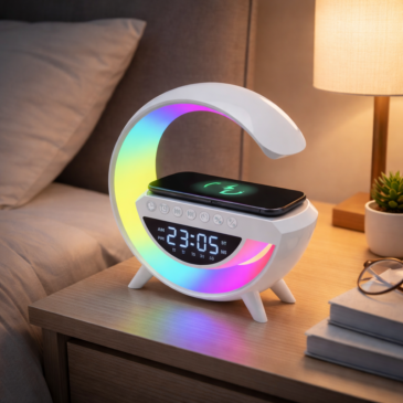 Zaparkorun Bluetooth reproduktor s LED lampou bezdrátovou nabíječkou a hodinami – BT-3401