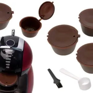 Sada 5 opakovatelně použitelných kapslí pro přípravu kávy a čaje Dolce Gusto - hnědé