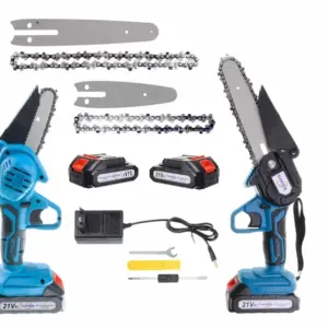 Akumulátorová ruční mini pilka NAKIDA HT-5719 + 2x baterie 21 V + 127 mm + 185 mm lišta + 2 řetězy
