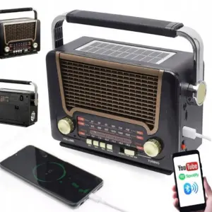 Retro rádio s Bluetooth, USB, MicroSD a solárním napájením - MEIER M-527BT-S