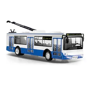 Trolejbus který hlásí zastávky česky - 28 cm - modrý