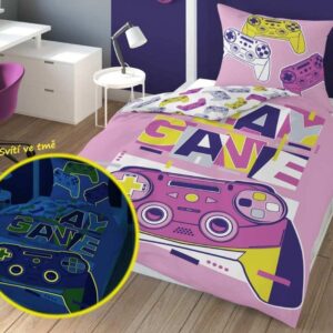 Svítící bavlněné povlečení - Play Game - 140 x 200 cm - Detexpol