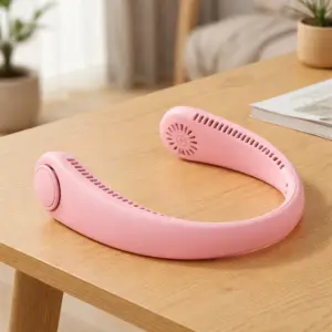 Přenosný ventilátor na krk - růžový