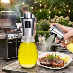 Dávkovač oleje s rozstřikovačem 200 ml - stříbrný
