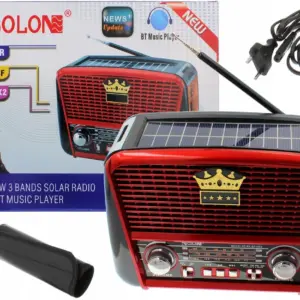 Přenosné rádio Golon RX-BT455S s Bluetooth, USB, TF, solárním napájením a dobíjecí baterií