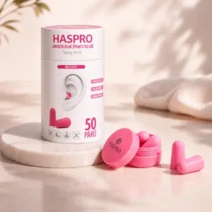 Špunty do uší na spaní - HASPRO TUBE50 – 50 párů - růžové - růžové
